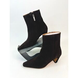Flattered Xena Chocolate Suede Square Toe Kitten Heel Ankle Boots EU 36 / US 6